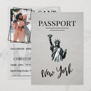 Save The Date White New York City Passport Enregistrer La Date