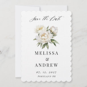 Save The Date White Peony Enregistrer la date