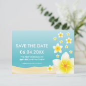 Save The Date White Plumeria Mariage Tropical Enregistrer La Dat (Debout devant)