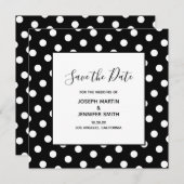 Save The Date White Polka Dot Élégante calligraphie Enregistrer (Devant / Derrière)