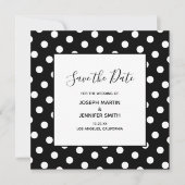 Save The Date White Polka Dot Élégante calligraphie Enregistrer  (Devant)