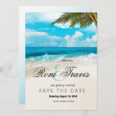 Save The Date White Sands Beach Palm Tree Enregistrer la date (Devant / Derrière)