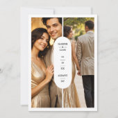 Save The Date White Stylish Oval Minimalist 2 Photos Wedding (Devant)