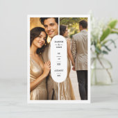 Save The Date White Stylish Oval Minimalist 2 Photos Wedding (Debout devant)