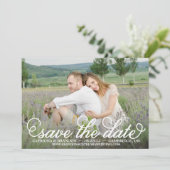 Save The Date White Whimsical Script Enregistrer la date annonce (Debout devant)