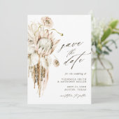 Save The Date Wild Boho Protea Pampas Grass Floral Mariage Photo (Debout devant)