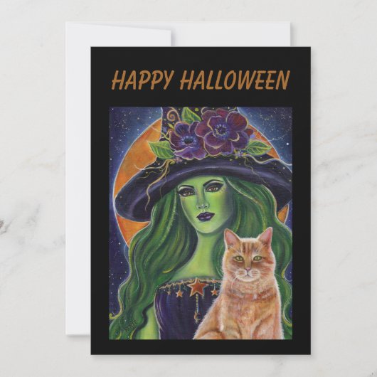 Save The Date Wild Magic Halloween sorcière et chat par Renee La (Devant)