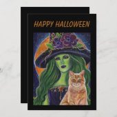 Save The Date Wild Magic Halloween sorcière et chat par Renee La (Devant / Derrière)