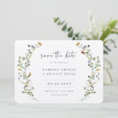 Save The Date Wild Meadow Wreath Floral Photo (Debout devant)