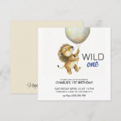 Save The Date Wild One Birthday Invitation, Lion 1er Birthday (Devant / Derrière)