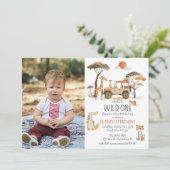 Save The Date Wild One Boy 1st Birthday Safari Photo