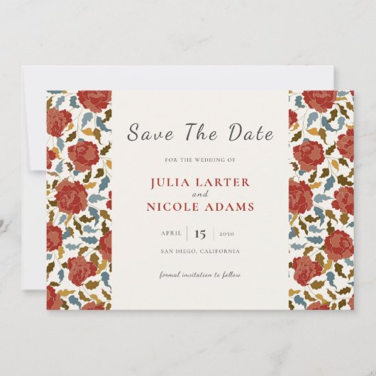 Save The Date Wild Rose Floral Petals Garden Affair Mariage (Devant)