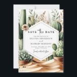 Save The Date Wild West Romantic Cactus Mariage<br><div class="desc">Entrez dans la romance du désert avec le mariage romantique de Cactus Wild West, enregistrez la carte de date. Parfait pour les couples qui rêvent d'une fête d'inspiration désertique, cette carte présente un design romantique de cactus avec une touche de Far West. Le modèle modifiable facilite la personnalisation avec les...</div>