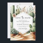 Save The Date Wild West Romantic Cactus Mariage<br><div class="desc">Entrez dans la romance du désert avec le mariage romantique de Cactus Wild West, enregistrez la carte de date. Parfait pour les couples qui rêvent d'une fête d'inspiration désertique, cette carte présente un design romantique de cactus avec une touche de Far West. Le modèle modifiable facilite la personnalisation avec les...</div>