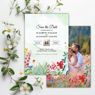 Save the date. Wilde weide Wildbloemen Fotokaart Date