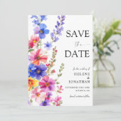 Save The Date Wildflower Elegant Boho Rustic Garden Wedding (Debout devant)