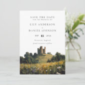 Save The Date Wildflowers Floral Castle Photo Wedding (Debout devant)