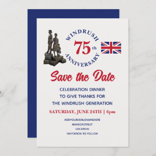 Save The Date WINDRUSH 75e anniversaire Union Jack