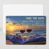 Save the Date Wine on the Beach Sunset Kaart (Voorkant / Achterkant)