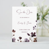 Save The Date Wine Red Plum Mauve Fall Floral Wedding (Debout devant)