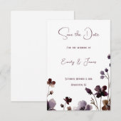 Save The Date Wine Red Plum Mauve Fall Floral Wedding (Devant / Derrière)