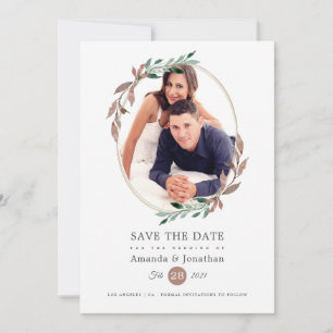 Save The Date Winter Rustic Greenery Mariage photo