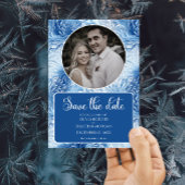 Save The Date Winter Wonderland Blue Snowflakes Mariage