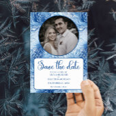 Save The Date Winter Wonderland Blue Snowflakes Mariage