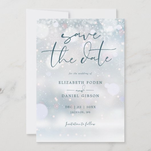 Save The Date Winter Wonderland QR Code Mariage de neige (Devant)