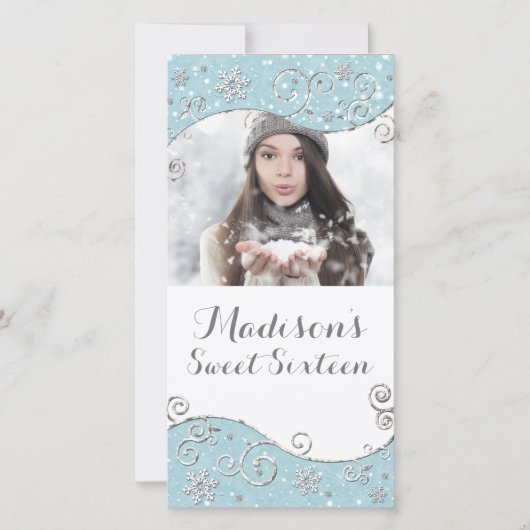 Save The Date Winter Wonderland Snowflakes Silver Swirl Photo (Devant)