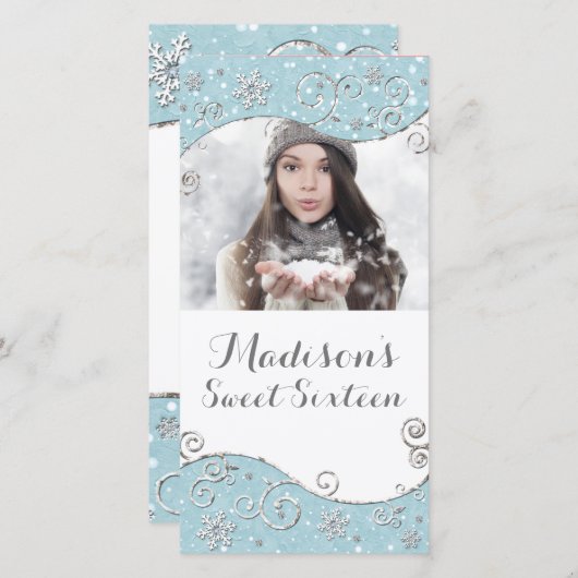 Save The Date Winter Wonderland Snowflakes Silver Swirl Photo (Devant / Derrière)