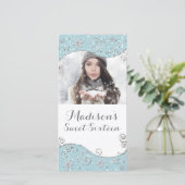 Save The Date Winter Wonderland Snowflakes Silver Swirl Photo (Debout devant)