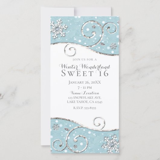 Save The Date Winter Wonderland Snowflakes Silver Swirl Photo (Dos)