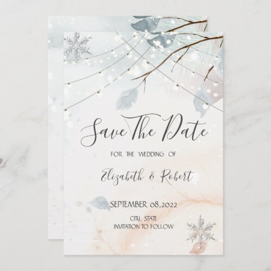 Save The Date Winter Wonderland, Tree Branch Enregistrer la date (Devant / Derrière)