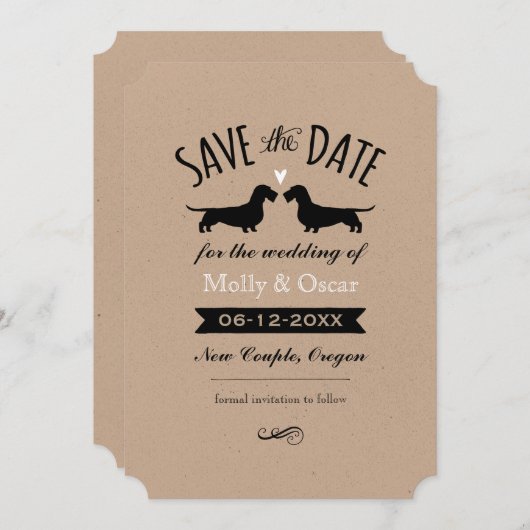 Save The Date Wire Haired Dachshunds Mariage Enregistrer la date (Devant / Derrière)