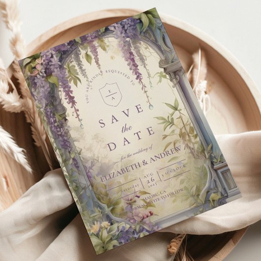 Save The Date Wisteria Arch Botanical Wedding