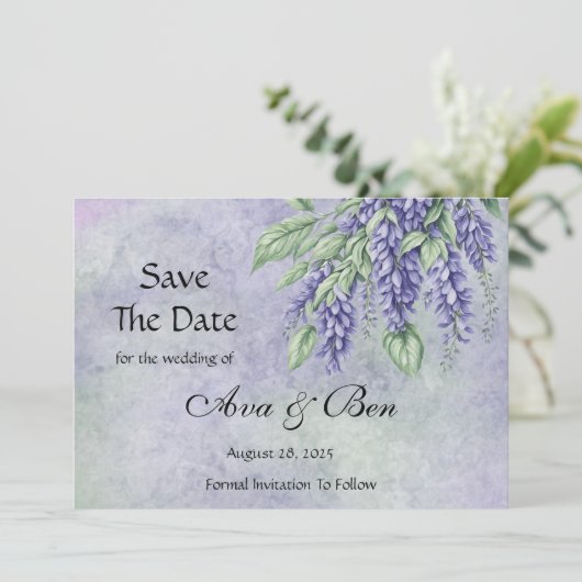 Save The Date Wisteria Peinte Ajouter Photo Enregistrer Les Cart (Debout devant)