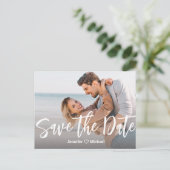 save the date witte handgeschreven qr-code foto aankondigingskaart (Staand voorkant)