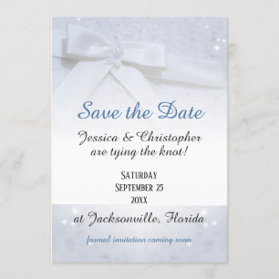 Save The Date Witte Strikken   Trouwen met Tie The Kaart