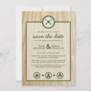 Save The Date Woodsy Mariage & Glamping Sauvez les Dates