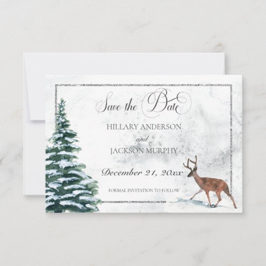 Save The Date Wreath d'hiver et Mariage cardinal (Devant)