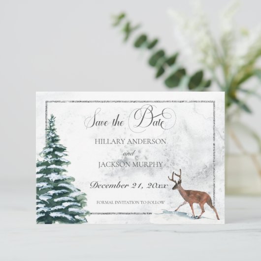 Save The Date Wreath d'hiver et Mariage cardinal (Debout devant)