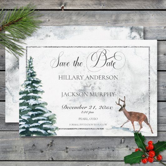 Save The Date Wreath d'hiver et Mariage cardinal