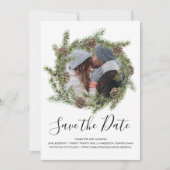 Save The Date Wreath Pine Cone | Photo Enregistrer la date (Devant)