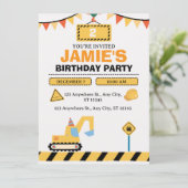 Save The Date Yellow Cute Construction Truck Boys 2nd Birthday (Debout devant)