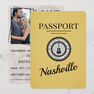 Save The Date Yellow Nashville Passeport Enregistrer La Date