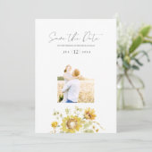 Save The Date Yellow Sunflower Aquarelle Mariage Photo (Debout devant)