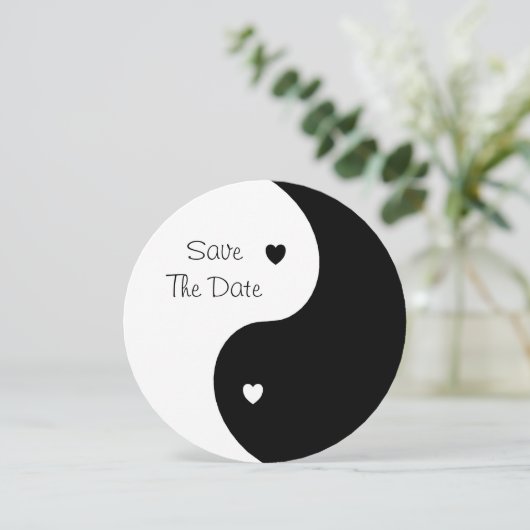 Save The Date Yin Yang Heart Enregistrer La Date Mariage (Debout devant)