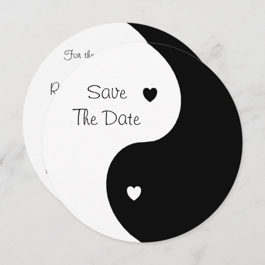 Save The Date Yin Yang Heart Enregistrer La Date Mariage (Devant / Derrière)