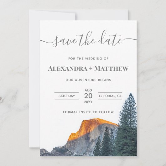 Save The Date Yosemite demi-dôme Mariage coucher de soleil (Devant)